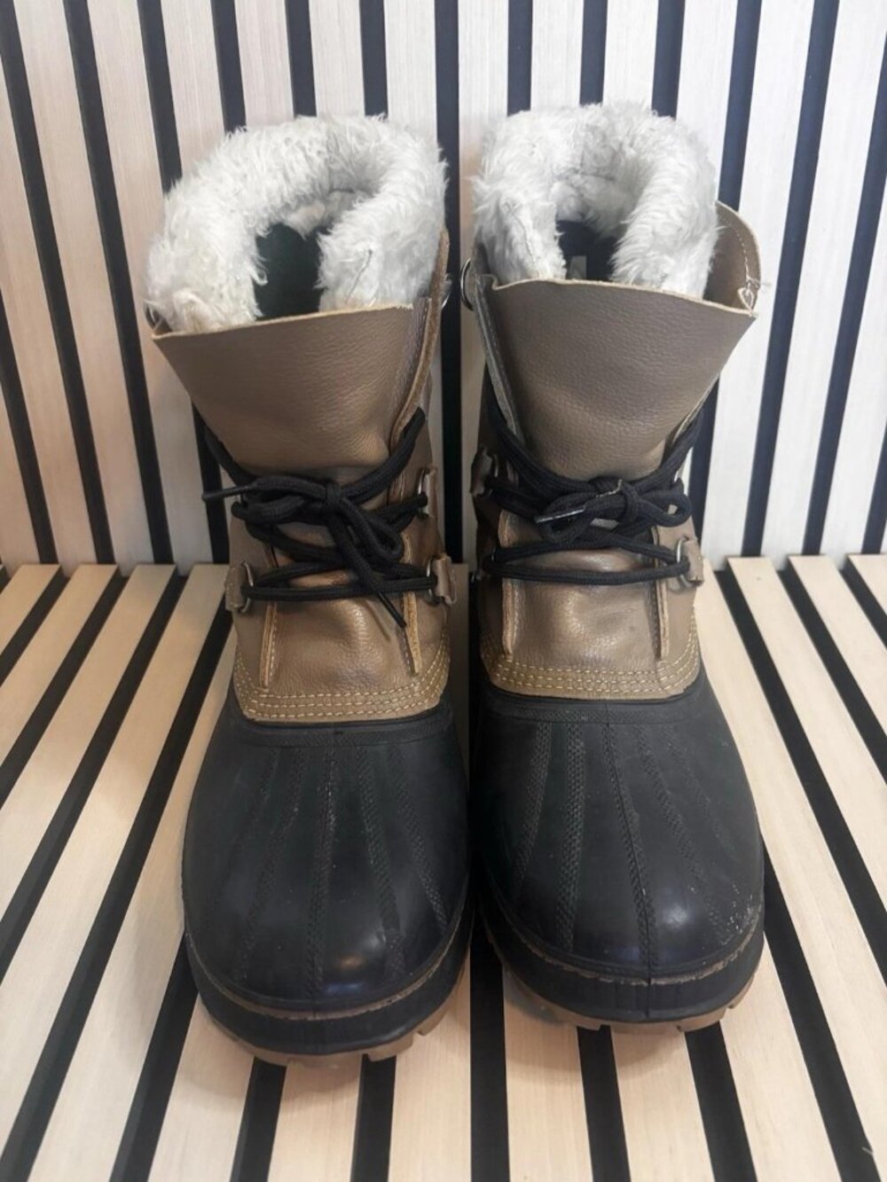Sorel Caribou Waterproof Tan Leather Snow Boots Men's Size 12